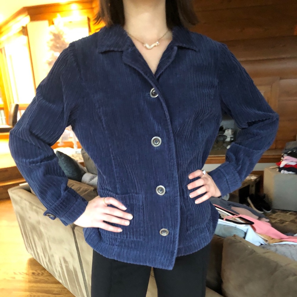 Navy Blue Corduroy Button Up